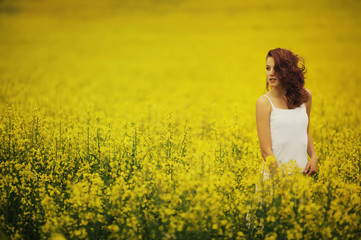 Fototapeta premium young beautiful girl in the field