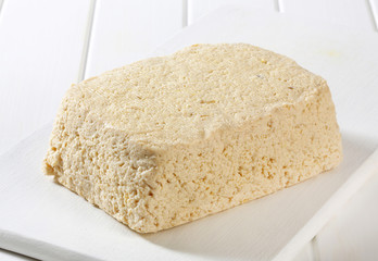 Block of homemade tofu