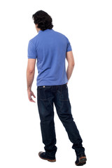 Casual young guy walking in studio