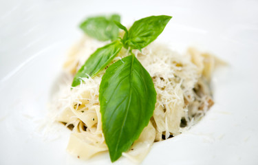 Fettuccine with chicken and mushrooms