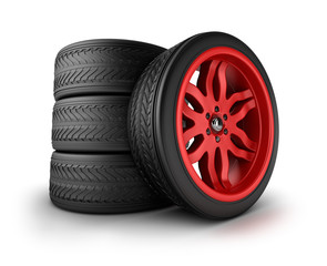 Obraz premium New Wheels Set isolated on white