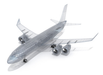 Airplane wire model , isolated on white. My own design