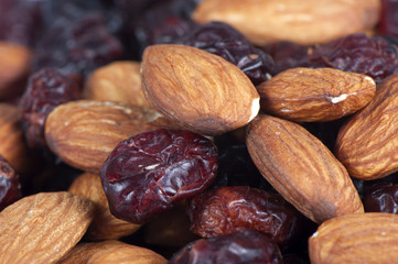 Dried cranberries in sugar with almonds