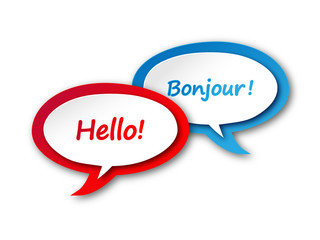 ENGLISH-FRENCH TRANSLATION Icon (language speech bubble button) © Web Buttons Inc