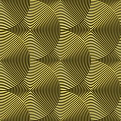 Grooved brass plate with circular swirls - seamless texture