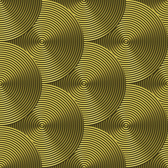 Grooved brass plate with circular swirls - seamless texture