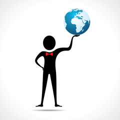 Man holding aglobe  vector