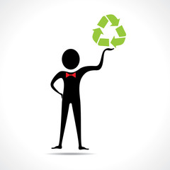 Man holding a recycle  icon vector
