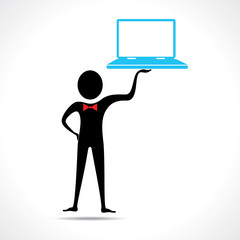 Man holding a laptop  vector