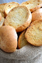 freselle of bread in sack