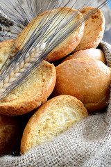 freselle of bread in sack