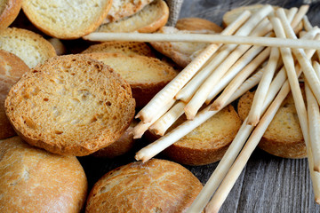 freselle of bread in sack