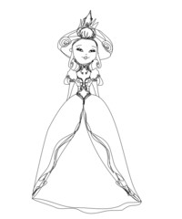 Queen smiling in an elegant dress,hand drawn illustration