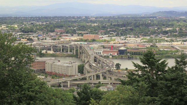 Marquam Bridge Freeway Traffic Timelapse in Portland Oregon