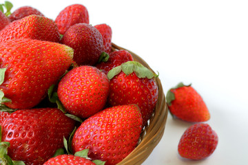 wicker basket with fresh strawberries