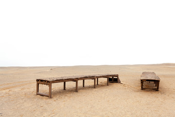 ruins of an industrial plant in the desert