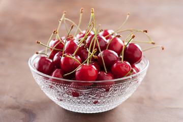 Fresh cherries on cute bowl