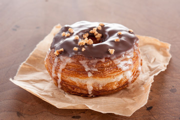 Chocolate and almond croissant and doughnut mixture