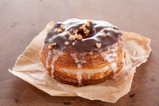 Chocolate and almond croissant and doughnut mixture
