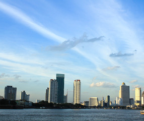 Bangkok city along chao praya river,Thailand