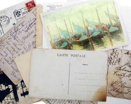 Old vintage postcards with space for text