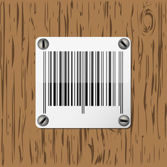 Barcode on wooden background