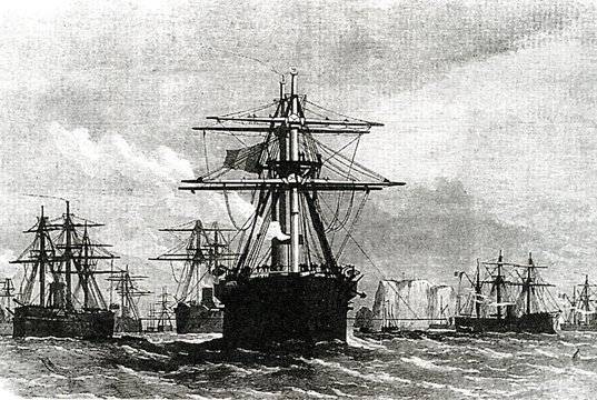 French warships blocking coast of Germany (1870)