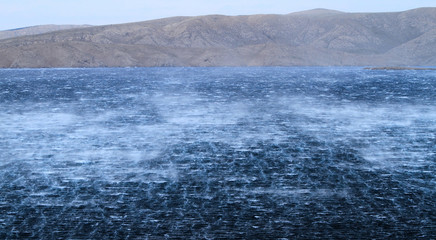Raging sea with furious waves