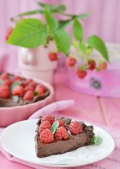 Chocolate and raspberry tart