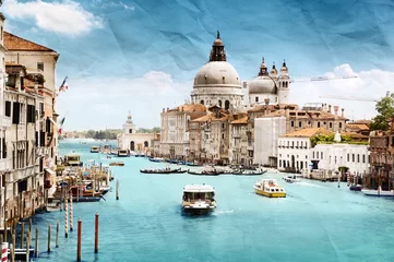 Fotobehang grunge style image of Grand Canal, Venice, Italy © Iakov Kalinin