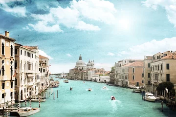 Fotobehang grunge style image of Grand Canal, Venice, Italy © Iakov Kalinin