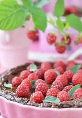 Chocolate and raspberry tart