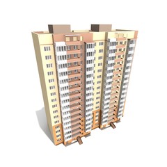 Modern building on white background, 3D render.