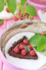 Chocolate and raspberry tart