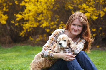 girl and dog