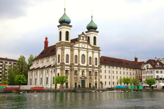 Jesuit Church and waterfront , Lucerne, Switzerland