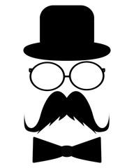 Mustache, hat, sunglasses and a butterfly