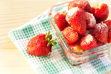 fresh strawberries with sugar