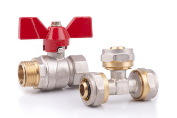 Ball valves for water isolated on a white background.