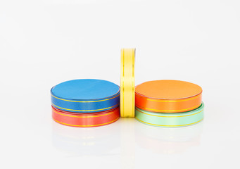 bright ribbons isolated and white  background