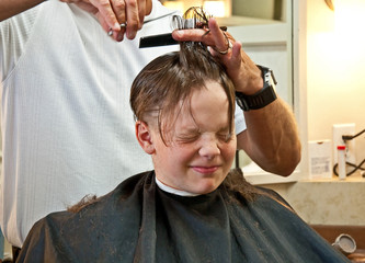 Fototapeta premium Boy Getting Haircut