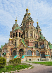 Fototapeta na wymiar St. Peter and Paul church in Peterhof, St. Petersburg, Russia
