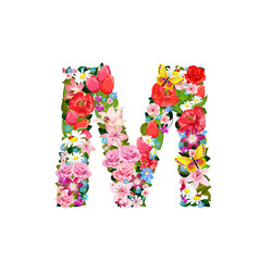 Romantic letter of beautiful flowers M