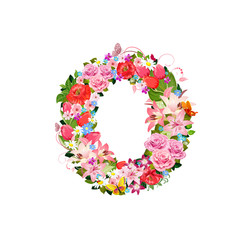 Romantic letter of beautiful flowers O