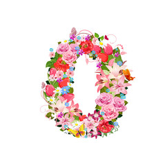 Romantic number of beautiful flowers 0