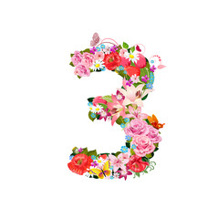 Romantic number of beautiful flowers 3