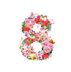 Romantic number of beautiful flowers 8