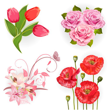 Set of isolated flowers for your design