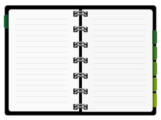 Agenda aufgeschlagen mit Textfreiraum