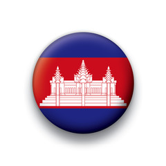 Vector flag button series Cambodia
